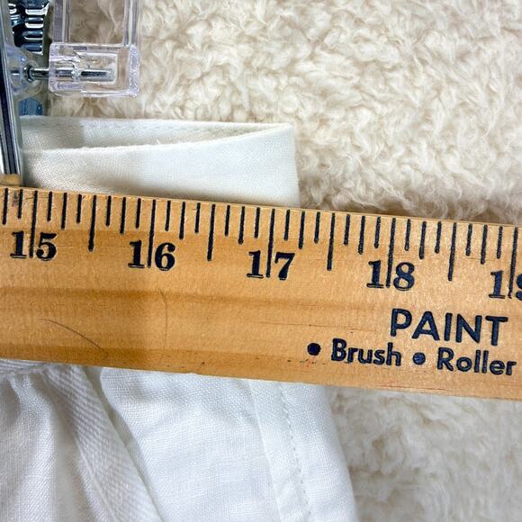 Old Navy Women Size 12 White Cropped Capri Pants Below Waist 100% Linen Summer - Picture 10 of 10